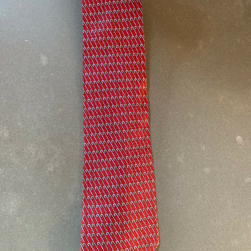 Men’s FN Silk Christmas Neck Tie, Candy Canes